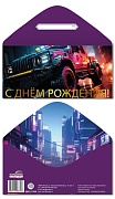 КДС2-17450 Конверт для денег на склейке. С Днем рождения! (мужской, машина, золотая фольга)