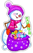 ФМ-9146 Плакат вырубной А4. Снеговик с подарками (блестки в лаке)